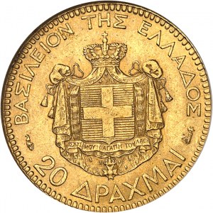 Giorgio I (1863-1913). 20 dracme d'oro 1884, A, Parigi.