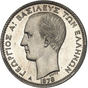 Juraj I. (1863-1913). 1 drachma, leštený flan (PROOF) 1873, A, Paríž.