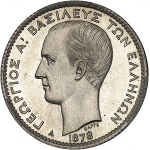 Georges Ier (1863-1913). 1 drachme, Flan bruni (PROOF) 1873, A, Paris.