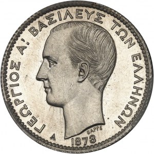 Georges Ier (1863-1913). 1 drachme, Flan bruni (PROOF) 1873, A, Paris.