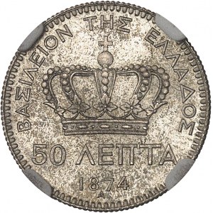 Jiří I. (1863-1913). 50 lepta 1874, A, Paříž.