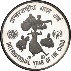 Republika (od roku 1950). Mince v hodnotě 100 rupií, Mezinárodní rok dítěte 1979 (MDD) 1981, B, Bombaj.