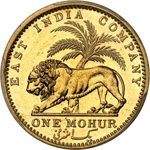 Guglielmo IV (1830-1837). Mohur, Flan bruni (PROVA), refrappe 1835, Bombay.