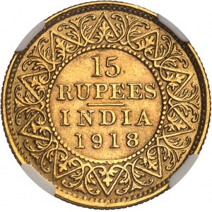 Georges V (1910-1936). 15 rupees 1918, Bombay.