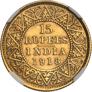 Georges V (1910-1936). 15 rupees 1918, Bombay.