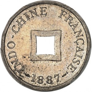 IIIrd Republic (1870-1940). Proof of sapèque (without ESSAI), on hexadecagonal blank (16 sides), Frappe spéciale (SP) 1887, A, Paris.