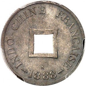 IIIe République (1870-1940). Épreuve de sapèque (sans ESSAI), sur flan en argent, Frappe spéciale (SP) 1888, A, Paris.