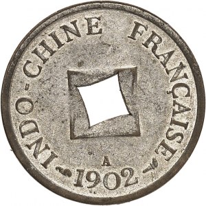 IIIe République (1870-1940). Sapèque, perforation décalée de 45°, en bronze-argenté 1902, A, Paris.