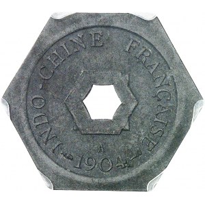 IIIe République (1870-1940). Épreuve de sapèque (sans ESSAI), sur flan en zinc hexagonal, Frappe spéciale (SP) 1904, A, Paris.