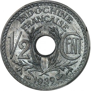 IIIe République (1870-1940). 1/2 centième en zinc 1939, Paris.