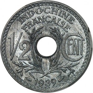 Dritte Republik (1870-1940). 1/2 Hundertstel aus Zink 1939, Paris.