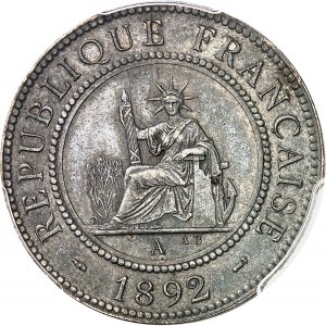 Trzecia Republika (1870-1940). Dowód setnej monety ze srebrzonego brązu z dwubarwną patyną, Frappe spéciale (SP) 1892, A, Paryż.