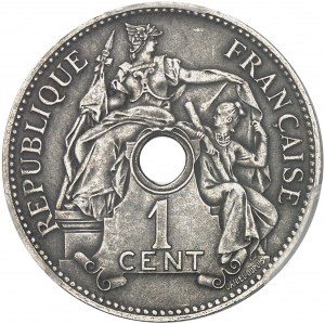 IIIe République (1870-1940). Essai de 1 cent en argent, Flan mat et Frappe spéciale (SP) 1896, A, Paris.