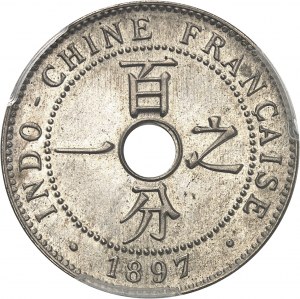 Trzecia Republika (1870-1940). Proof lub seria próbna 1 centa w srebrze niklowym, Frappe spéciale (SP) 1897, A, Paryż.