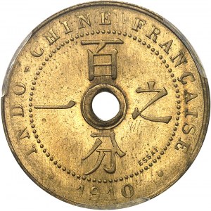IIIe République (1870-1940). Essai de 1 cent, en cuivre jaune, Frappe spéciale (SP) 1910, A, Paris.