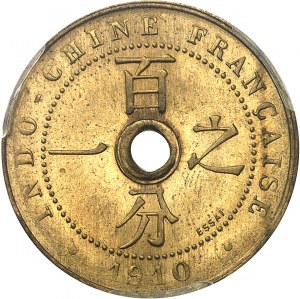Třetí republika (1870-1940). Zkouška 1 centu, žlutá měď, Frappe spéciale (SP) 1910, A, Paříž.