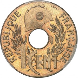 Państwo francuskie (1940-1944). Próba 1 centa, na żółtym miedzianym blankiecie, wykonana przez R. Merciera, Frappe spéciale (SP) 1940.