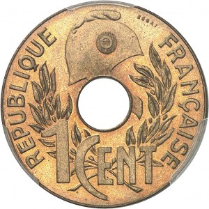 French State (1940-1944). Trial of the 1 cent(th), on yellow copper blank, by R. Mercier, Frappe spéciale (SP) 1940.