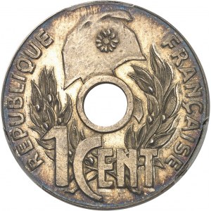 Państwo francuskie (1940-1944). Moneta trybutowa o nominale 1 centa, na srebrnym blankiecie, wybita przez R. Merciera, stempel lustrzany (PROOF) 1940.