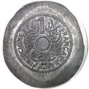 Stato francese (1940-1944). Conio di prova dell'1 cent, su un grande piombo grezzo, imperfetto, di R. Mercier, Frappe spéciale (SP) 1940.