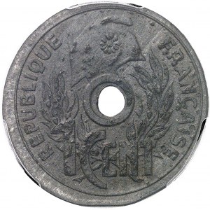 Francúzsky štát (1940-1944). Skúšobná razba 1 centa na zinkovom polotovare, R. Mercier, Frappe spéciale (SP) 1941.
