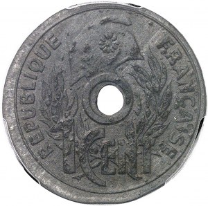 Stato francese (1940-1944). Prova di conio dell'1 centesimo su un tondello di zinco, di R. Mercier, Frappe spéciale (SP) 1941.