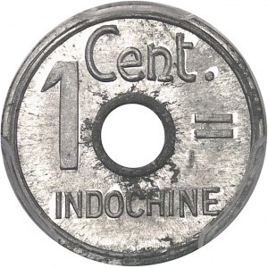 Stato francese (1940-1944). 1 centesimo di prova, bordo liscio e medaglia, Colpo Speciale (SP) 1943, Hanoi.