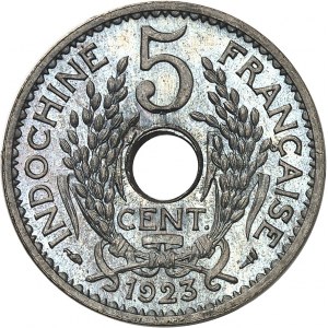 Tretia republika (1870-1940). Skúšobný kus za 5 centov, Frappe spéciale (SP) 1923, Paríž.