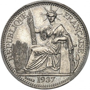 Tretia republika (1870-1940). Skúška 10 centov v nikli, Frappe spéciale (SP) 1937, Paríž.