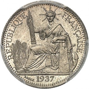 Třetí republika (1870-1940). Zkouška 10 centů v měděném niklu, Frappe spéciale (SP) 1937, Paříž.