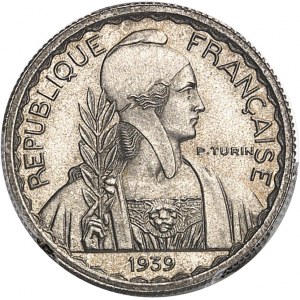 Dritte Republik (1870-1940). Versuch in Nickel zu 10 Cent(ièmes) von Turin, Sonderprägung (SP) 1939, Paris.