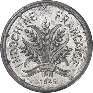 Gouvernement provisoire de la République française (1944-1946). Essai de 10 cent(ièmes), sur flan en aluminium, par R. Mercier, Frappe spéciale (SP) 1945, Hanoï.