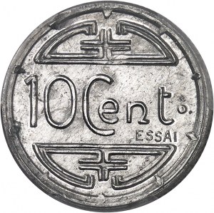 Provisional Government of the French Republic (1944-1946). Trial of 10 cent(ièmes), on aluminum blank, by R. Mercier, Frappe spéciale (SP) 1945, Hanoi.