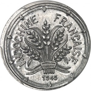Rząd Tymczasowy Republiki Francuskiej (1944-1946). Próba 10 centów z napisem ESSAI en creux na aluminiowym blankiecie, autor: R. Mercier, Frappe spéciale (SP) 1945, Hanoi.