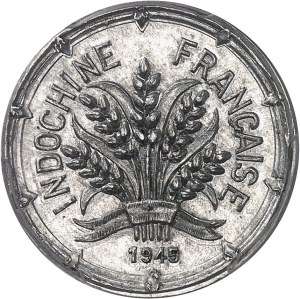 Provisional Government of the French Republic (1944-1946). Prototype of 10 cent(ièmes) without ESSAI, on aluminum blank, by R. Mercier, Frappe spéciale (SP) 1945, Hanoi.