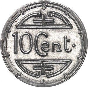 Dočasná vláda Francúzskej republiky (1944-1946). Prototyp 10 centov (ièmes) bez ESSAI, na hliníkovom polotovare, R. Mercier, Frappe spéciale (SP) 1945, Hanoj.