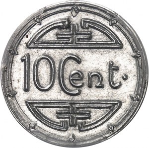 Governo provvisorio della Repubblica francese (1944-1946). Prototipo di 10 cent (ièmes) senza ESSAI, su fustella di alluminio, di R. Mercier, Frappe spéciale (SP) 1945, Hanoi.