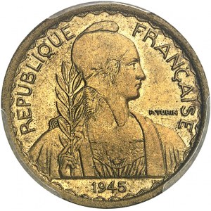 Provisorische Regierung der Französischen Republik (1944-1946). Proof of 10 cent(ièmes) in bronze-aluminium, Special Frapped (SP) 1945, B, Beaumont-le-Roger.