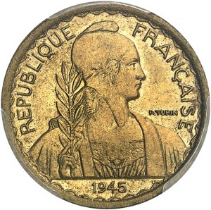 Gouvernement provisoire de la République française (1944-1946). Épreuve de 10 cent(ièmes) en bronze-aluminium, Frappe spéciale (SP) 1945, B, Beaumont-le-Roger.