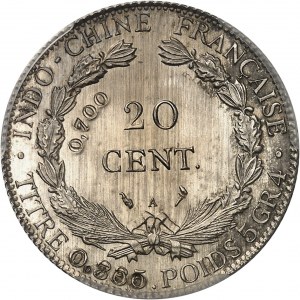 Terza Repubblica (1870-1940). Prova da 20 cent(ièmes) con taglio da 0,700, Frappe spéciale (SP) 1919, A, Parigi.