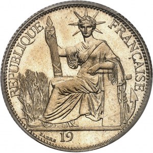 Trzecia Republika (1870-1940). Proof (niesprawdzony) 20 srebrnych centów, data niekompletna, Frappe spéciale (SP) 19-- (1920), A, Paryż.