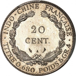 IIIe République (1870-1940). Proof (without TRIAL) of 20 silver bronze cent(ièmes), incomplete date, Frappe spéciale (SP) 19-- (1931), A, Paris.