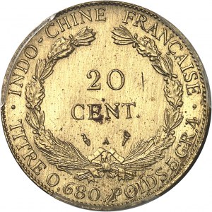 Trzecia Republika (1870-1940). Dowód (bez próby) 20 brązowych centów, Frappe spéciale (SP) 1928, A, Paryż.