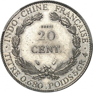 Terza Repubblica (1870-1940). Prova di 20 cent(ièmes) di nichel, bordo rigato, Frappe spéciale (SP) 1937, Parigi.