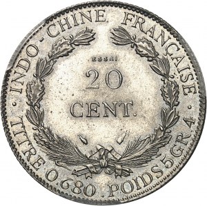 Třetí republika (1870-1940). Zkouška z 20 niklových centů, vroubkovaný okraj, Frappe spéciale (SP) 1937, Paříž.