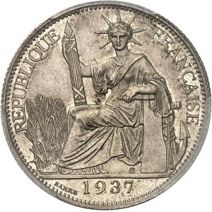 Dritte Republik (1870-1940). Versuch von 20 Cent(ièmes) aus Kupfer-Nickel, geriffelter Rand, Sonderprägung (SP) 1937, Paris.