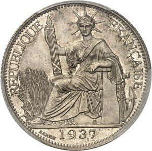 Tretia republika (1870-1940). Skúška z 20 centov (ièmes) z meďnatého niklu, vrúbkovaný okraj, Frappe spéciale (SP) 1937, Paríž.