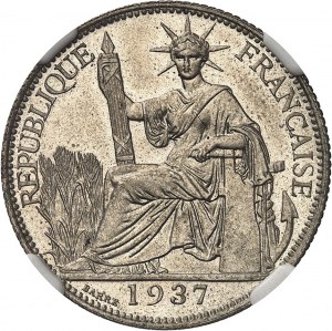 Terza Repubblica (1870-1940). Prova da 20 cent(ièmes) in cupro-nichel, bordo rigato 1937, A, Parigi.