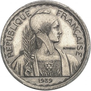 Trzecia Republika (1870-1940). Próba 20 centów, gładka krawędź, Frappe spéciale (SP) 1939, Paryż.