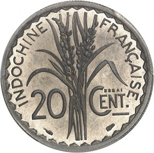 Třetí republika (1870-1940). Zkouška 20 centů, pruhovaný okraj a nízká hmotnost, Frappe spéciale (SP) 1939, Paříž.